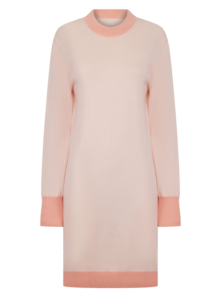 Elegant Pink Cashmere Blend Knitted Dress