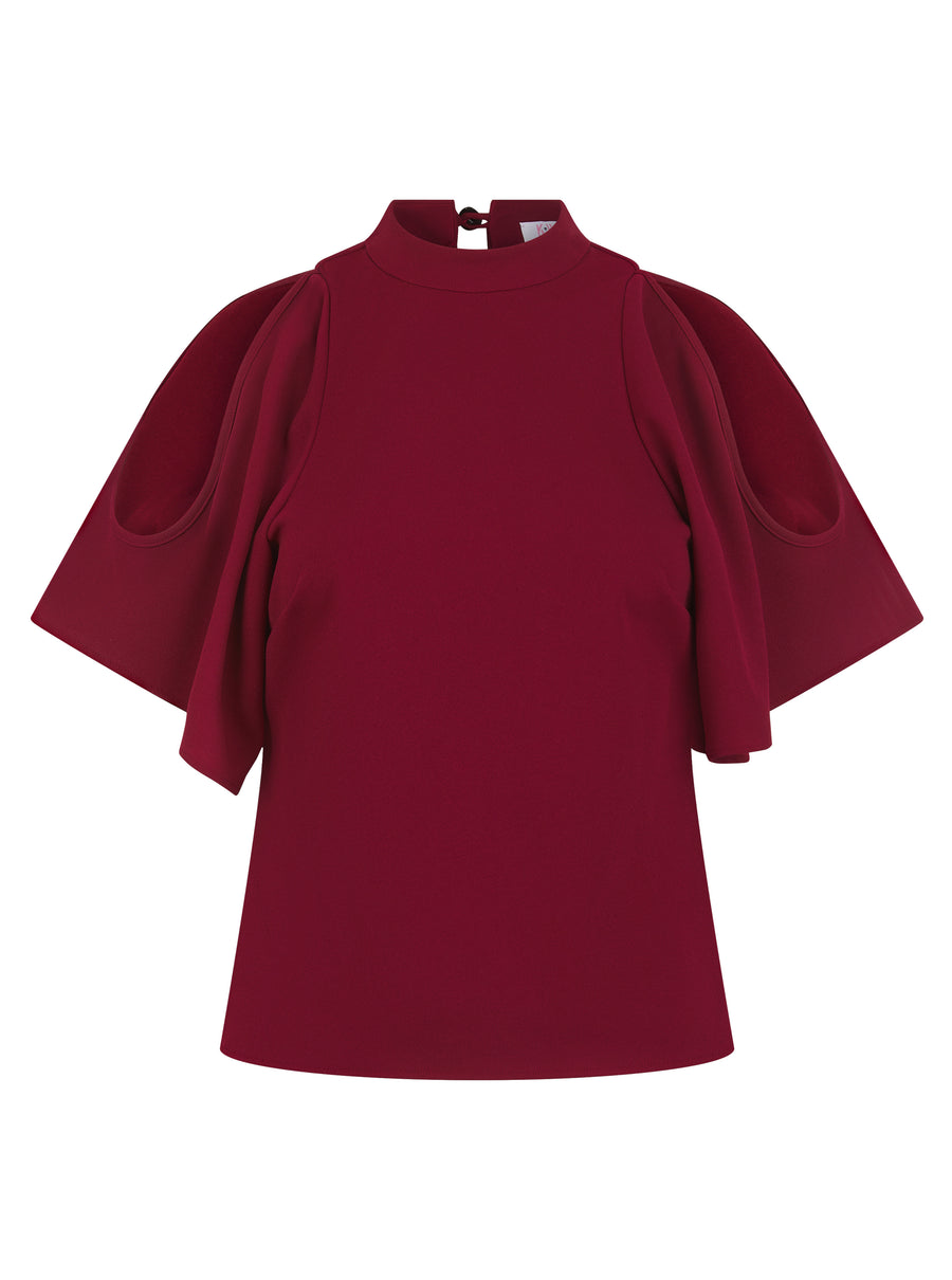 Elegant Butterfly Sleeve Cold-Shoulder Top