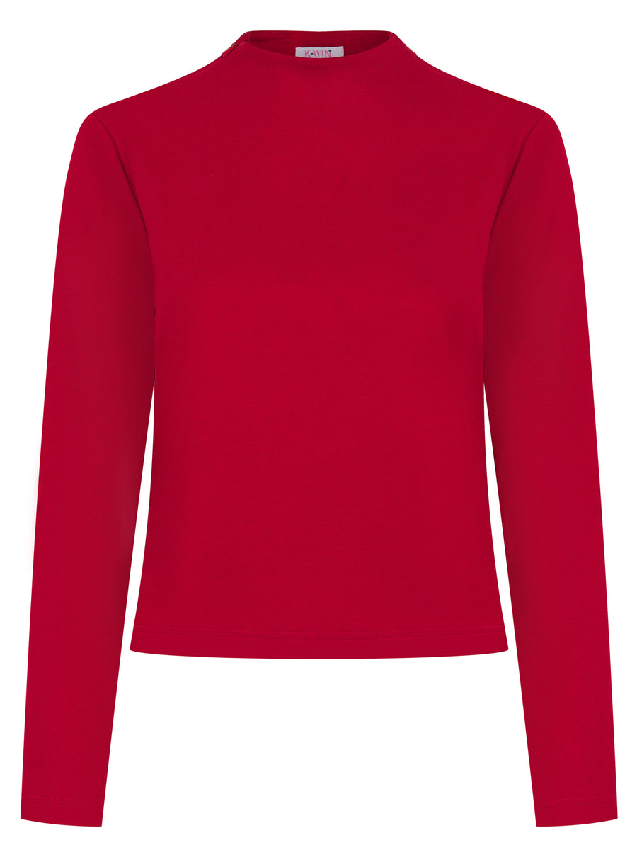 Timeless Red Mock-Neck Top