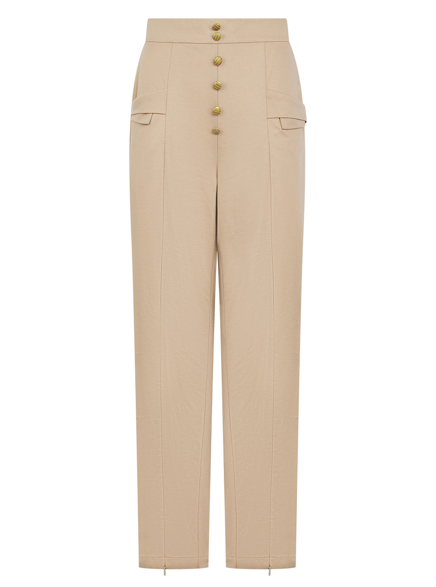 Elegant High-Waist Wide-Leg Trousers with Adjustable Slits